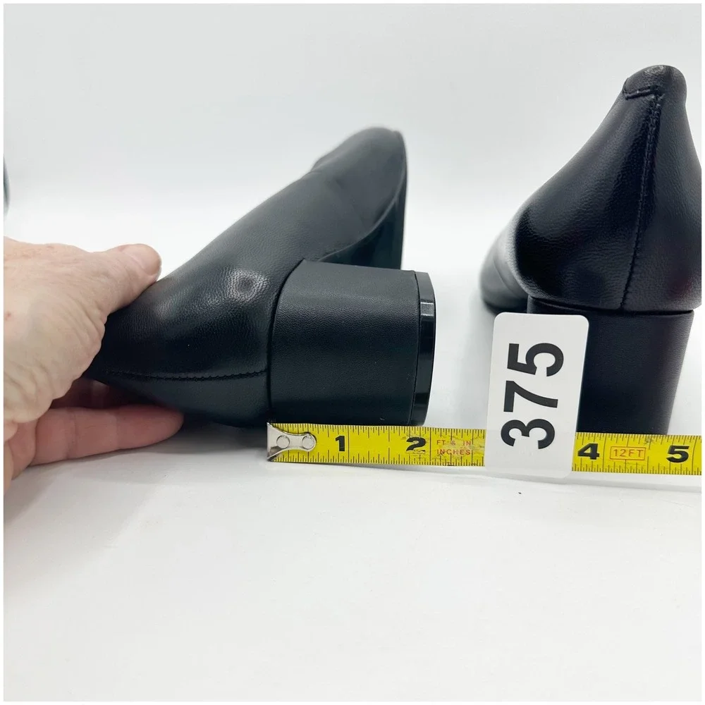 Trotters‎ Black Leather Pointed Toe Block Heel Pumps Women's Shoes 7.5W